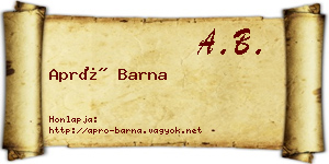 Apró Barna névjegykártya
