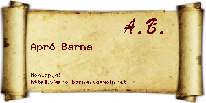 Apró Barna névjegykártya